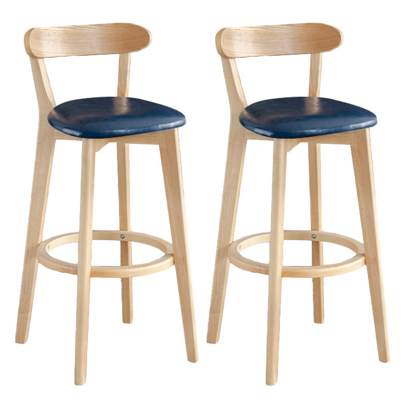Modern Armless Backrest Counter Stool Wood Milk Tea Shop Bar Stool with Pedal Dark Blue 2 Piece Set Clearhalo 'Bar Furniture' 'Bar Stools' 'bar_stools' 'furn' 'furn_bar_stools' 'furniture_bar_stools' 'Kitchen & Dining Furniture' 'kitchen&dining_furn' 'kitchen' 'kitchen_furn' Furniture' 4482234