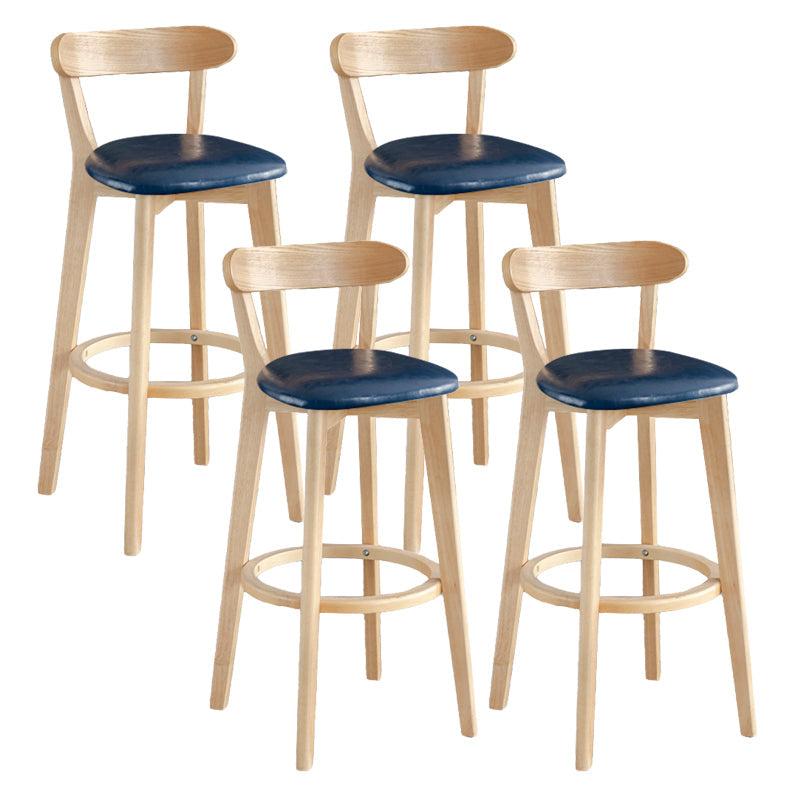 Modern Armless Backrest Counter Stool Wood Milk Tea Shop Bar Stool with Pedal Dark Blue 4 Piece Set Clearhalo 'Bar Furniture' 'Bar Stools' 'bar_stools' 'furn' 'furn_bar_stools' 'furniture_bar_stools' 'Kitchen & Dining Furniture' 'kitchen&dining_furn' 'kitchen' 'kitchen_furn' Furniture' 4482235