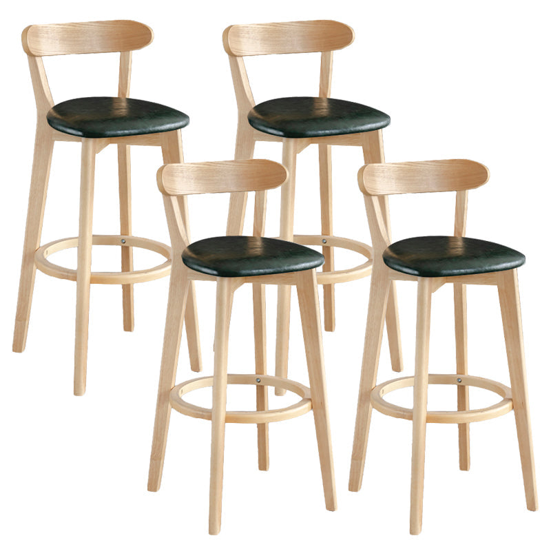 Modern Armless Backrest Counter Stool Wood Milk Tea Shop Bar Stool with Pedal Blackish Green 4 Piece Set Clearhalo 'Bar Furniture' 'Bar Stools' 'bar_stools' 'furn' 'furn_bar_stools' 'furniture_bar_stools' 'Kitchen & Dining Furniture' 'kitchen&dining_furn' 'kitchen' 'kitchen_furn' Furniture' 4482238