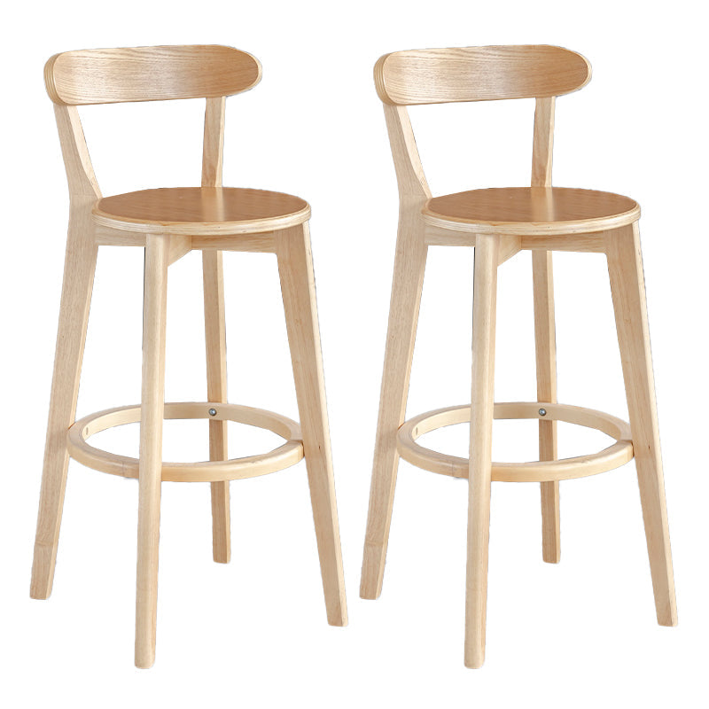 Modern Armless Backrest Counter Stool Wood Milk Tea Shop Bar Stool with Pedal Natural 2 Piece Set Clearhalo 'Bar Furniture' 'Bar Stools' 'bar_stools' 'furn' 'furn_bar_stools' 'furniture_bar_stools' 'Kitchen & Dining Furniture' 'kitchen&dining_furn' 'kitchen' 'kitchen_furn' Furniture' 4482240