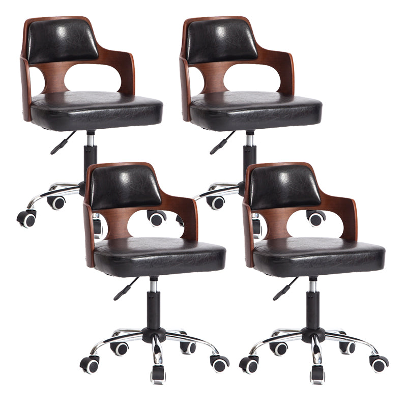 Modern Rotatable Liftable Counter Stool Steel Beauty Shop Bar Stool with Cushion Black 4 Piece Set Clearhalo 'Bar Furniture' 'Bar Stools' 'bar_stools' 'furn' 'furn_bar_stools' 'furniture_bar_stools' 'Kitchen & Dining Furniture' 'kitchen&dining_furn' 'kitchen' 'kitchen_furn' Furniture' 4482248