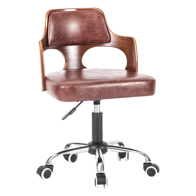 Modern Rotatable Liftable Counter Stool Steel Beauty Shop Bar Stool with Cushion Brown 1 Piece Clearhalo 'Bar Furniture' 'Bar Stools' 'bar_stools' 'furn' 'furn_bar_stools' 'furniture_bar_stools' 'Kitchen & Dining Furniture' 'kitchen&dining_furn' 'kitchen' 'kitchen_furn' Furniture' 4482256