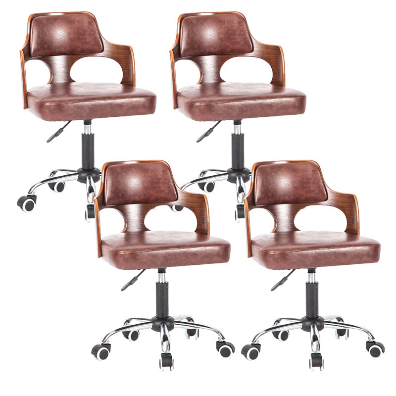 Modern Rotatable Liftable Counter Stool Steel Beauty Shop Bar Stool with Cushion Brown 4 Piece Set Clearhalo 'Bar Furniture' 'Bar Stools' 'bar_stools' 'furn' 'furn_bar_stools' 'furniture_bar_stools' 'Kitchen & Dining Furniture' 'kitchen&dining_furn' 'kitchen' 'kitchen_furn' Furniture' 4482258