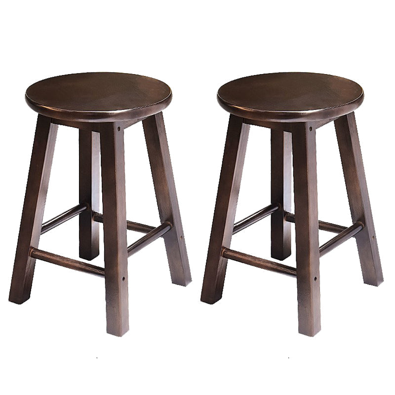 Modern Armless Backless Counter Stool Wood Cafe Bar Stool with Pedal and Wooden Seat Walnut 2 Piece Set Clearhalo 'Bar Furniture' 'Bar Stools' 'bar_stools' 'furn' 'furn_bar_stools' 'furniture_bar_stools' 'Kitchen & Dining Furniture' 'kitchen&dining_furn' 'kitchen' 'kitchen_furn' Furniture' 4482296
