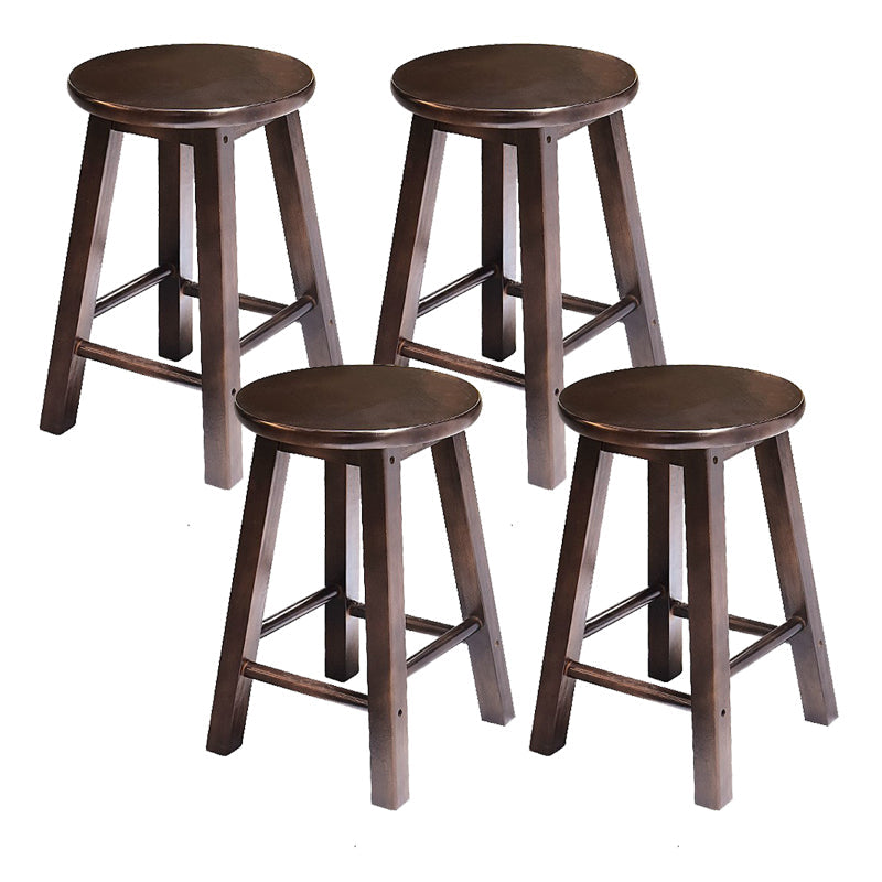 Modern Armless Backless Counter Stool Wood Cafe Bar Stool with Pedal and Wooden Seat Walnut 4 Piece Set Clearhalo 'Bar Furniture' 'Bar Stools' 'bar_stools' 'furn' 'furn_bar_stools' 'furniture_bar_stools' 'Kitchen & Dining Furniture' 'kitchen&dining_furn' 'kitchen' 'kitchen_furn' Furniture' 4482298