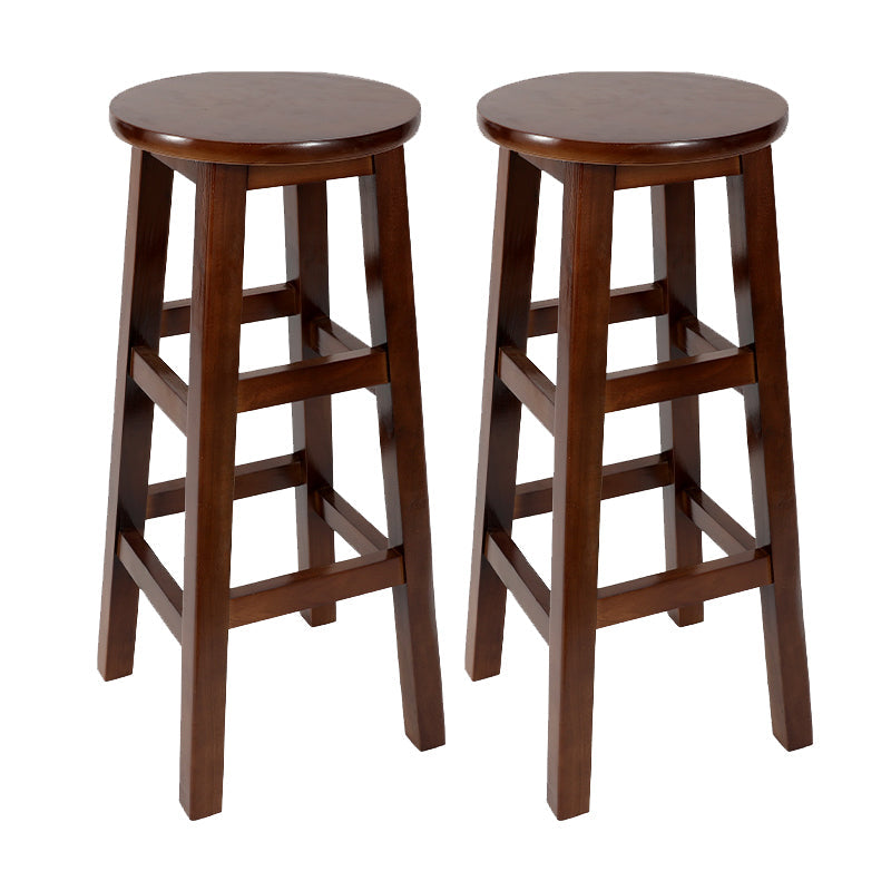 Modern Armless Backless Counter Stool Wood Cafe Bar Stool with Pedal and Wooden Seat Walnut 2 Piece Set Clearhalo 'Bar Furniture' 'Bar Stools' 'bar_stools' 'furn' 'furn_bar_stools' 'furniture_bar_stools' 'Kitchen & Dining Furniture' 'kitchen&dining_furn' 'kitchen' 'kitchen_furn' Furniture' 4482301