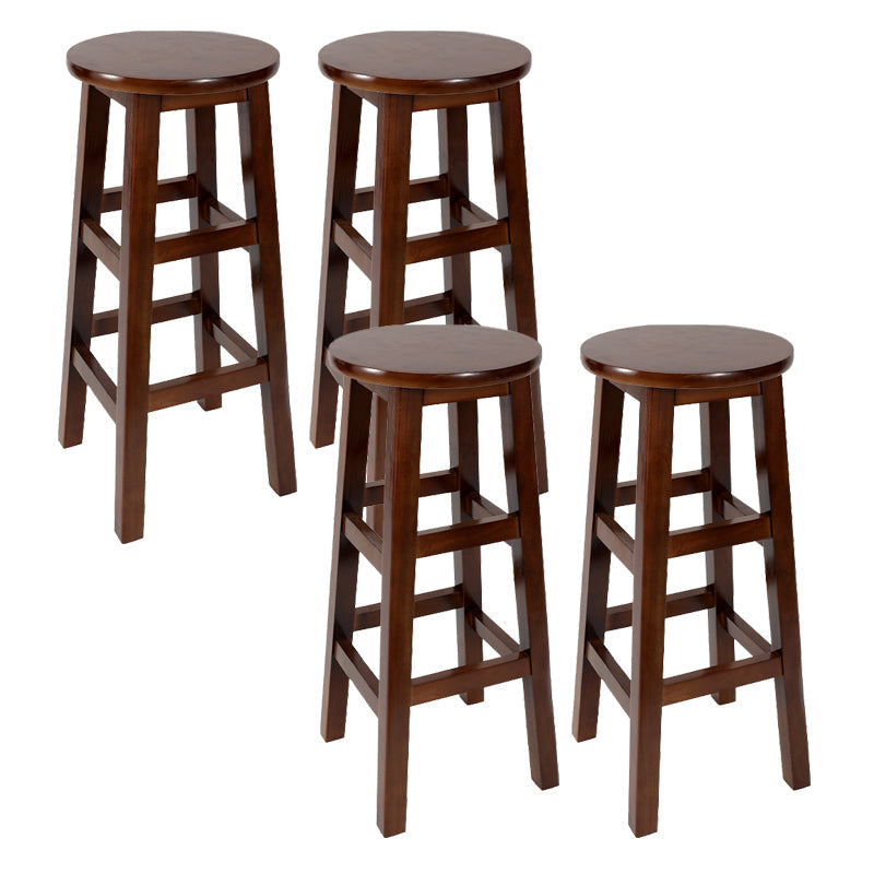 Modern Armless Backless Counter Stool Wood Cafe Bar Stool with Pedal and Wooden Seat Walnut 4 Piece Set Clearhalo 'Bar Furniture' 'Bar Stools' 'bar_stools' 'furn' 'furn_bar_stools' 'furniture_bar_stools' 'Kitchen & Dining Furniture' 'kitchen&dining_furn' 'kitchen' 'kitchen_furn' Furniture' 4482304