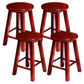 Modern Armless Backless Counter Stool Wood Cafe Bar Stool with Pedal and Wooden Seat Red Brown 4 Piece Set Clearhalo 'Bar Furniture' 'Bar Stools' 'bar_stools' 'furn' 'furn_bar_stools' 'furniture_bar_stools' 'Kitchen & Dining Furniture' 'kitchen&dining_furn' 'kitchen' 'kitchen_furn' Furniture' 4482309