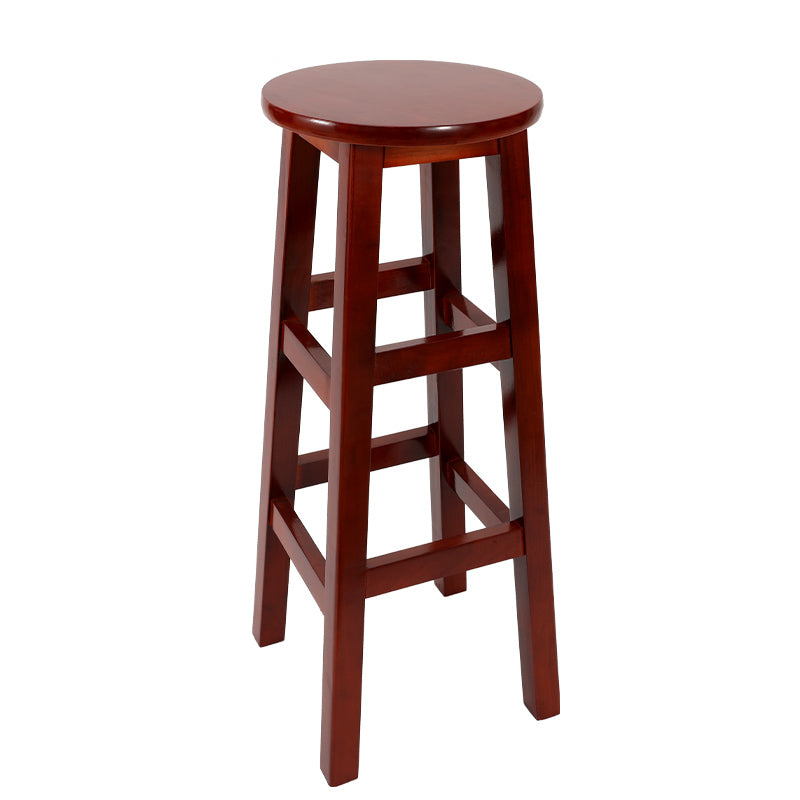 Modern Armless Backless Counter Stool Wood Cafe Bar Stool with Pedal and Wooden Seat Red Brown 1 Piece Clearhalo 'Bar Furniture' 'Bar Stools' 'bar_stools' 'furn' 'furn_bar_stools' 'furniture_bar_stools' 'Kitchen & Dining Furniture' 'kitchen&dining_furn' 'kitchen' 'kitchen_furn' Furniture' 4482310