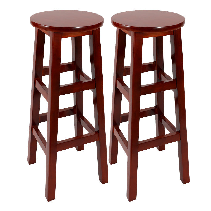 Modern Armless Backless Counter Stool Wood Cafe Bar Stool with Pedal and Wooden Seat Red Brown 2 Piece Set Clearhalo 'Bar Furniture' 'Bar Stools' 'bar_stools' 'furn' 'furn_bar_stools' 'furniture_bar_stools' 'Kitchen & Dining Furniture' 'kitchen&dining_furn' 'kitchen' 'kitchen_furn' Furniture' 4482311