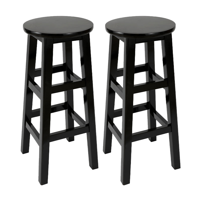 Modern Armless Backless Counter Stool Wood Cafe Bar Stool with Pedal and Wooden Seat Black 2 Piece Set Clearhalo 'Bar Furniture' 'Bar Stools' 'bar_stools' 'furn' 'furn_bar_stools' 'furniture_bar_stools' 'Kitchen & Dining Furniture' 'kitchen&dining_furn' 'kitchen' 'kitchen_furn' Furniture' 4482317