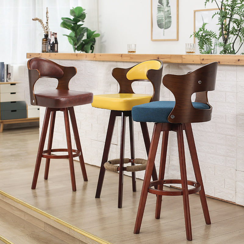 Modern Armless Backrest Counter Stool Wood Milk Tea Shop Bar Stool with Pedal and Cushion Clearhalo 'Bar Furniture' 'Bar Stools' 'bar_stools' 'furn' 'furn_bar_stools' 'furniture_bar_stools' 'Kitchen & Dining Furniture' 'kitchen&dining_furn' 'kitchen' 'kitchen_furn' Furniture' 4482328