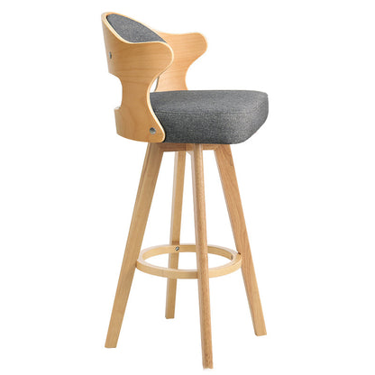 Modern Armless Backrest Counter Stool Wood Milk Tea Shop Bar Stool with Pedal and Cushion Dark Gray 1 Piece Clearhalo 'Bar Furniture' 'Bar Stools' 'bar_stools' 'furn' 'furn_bar_stools' 'furniture_bar_stools' 'Kitchen & Dining Furniture' 'kitchen&dining_furn' 'kitchen' 'kitchen_furn' Furniture' 4482335