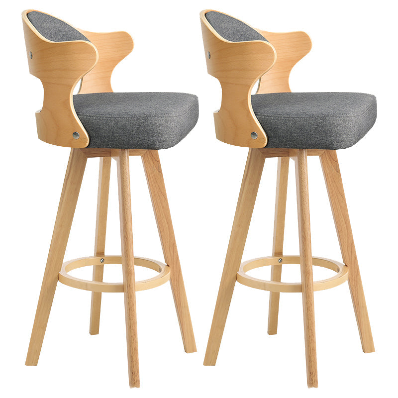Modern Armless Backrest Counter Stool Wood Milk Tea Shop Bar Stool with Pedal and Cushion Dark Gray 2 Piece Set Clearhalo 'Bar Furniture' 'Bar Stools' 'bar_stools' 'furn' 'furn_bar_stools' 'furniture_bar_stools' 'Kitchen & Dining Furniture' 'kitchen&dining_furn' 'kitchen' 'kitchen_furn' Furniture' 4482336