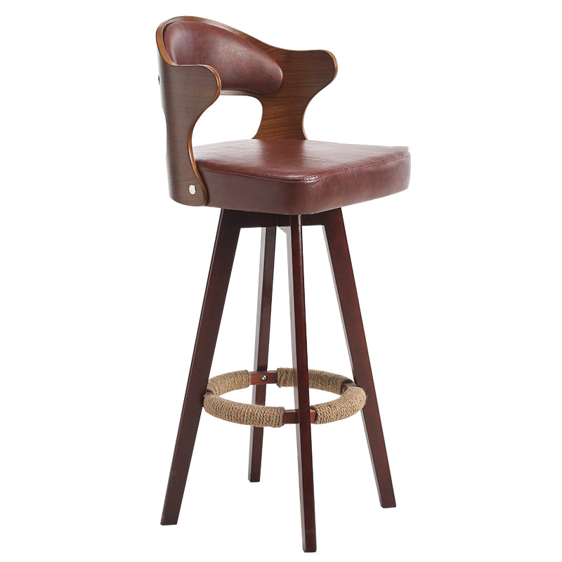 Modern Armless Backrest Counter Stool Wood Milk Tea Shop Bar Stool with Pedal and Cushion Clearhalo 'Bar Furniture' 'Bar Stools' 'bar_stools' 'furn' 'furn_bar_stools' 'furniture_bar_stools' 'Kitchen & Dining Furniture' 'kitchen&dining_furn' 'kitchen' 'kitchen_furn' Furniture' 4482337