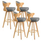 Modern Armless Backrest Counter Stool Wood Milk Tea Shop Bar Stool with Pedal and Cushion Dark Gray 4 Piece Set Clearhalo 'Bar Furniture' 'Bar Stools' 'bar_stools' 'furn' 'furn_bar_stools' 'furniture_bar_stools' 'Kitchen & Dining Furniture' 'kitchen&dining_furn' 'kitchen' 'kitchen_furn' Furniture' 4482338