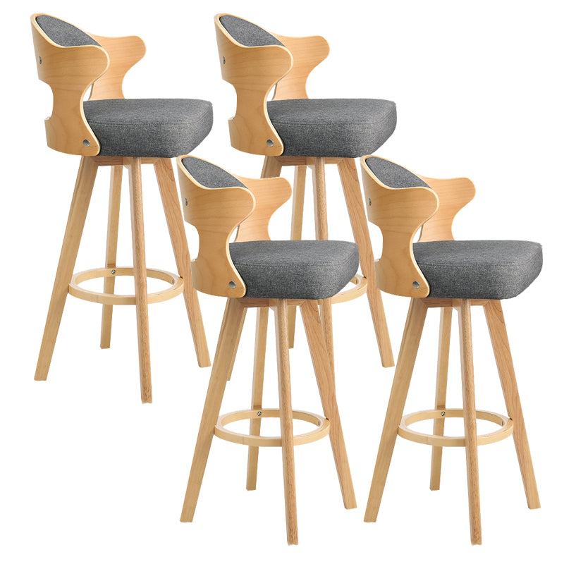 Modern Armless Backrest Counter Stool Wood Milk Tea Shop Bar Stool with Pedal and Cushion Dark Gray 4 Piece Set Clearhalo 'Bar Furniture' 'Bar Stools' 'bar_stools' 'furn' 'furn_bar_stools' 'furniture_bar_stools' 'Kitchen & Dining Furniture' 'kitchen&dining_furn' 'kitchen' 'kitchen_furn' Furniture' 4482338