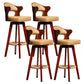 Modern Armless Backrest Counter Stool Wood Milk Tea Shop Bar Stool with Pedal and Cushion Beige 4 Piece Set Clearhalo 'Bar Furniture' 'Bar Stools' 'bar_stools' 'furn' 'furn_bar_stools' 'furniture_bar_stools' 'Kitchen & Dining Furniture' 'kitchen&dining_furn' 'kitchen' 'kitchen_furn' Furniture' 4482344