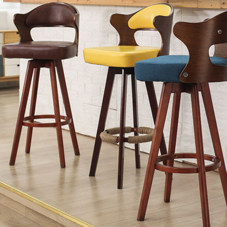 Modern Armless Backrest Counter Stool Wood Milk Tea Shop Bar Stool with Pedal and Cushion Clearhalo 'Bar Furniture' 'Bar Stools' 'bar_stools' 'furn' 'furn_bar_stools' 'furniture_bar_stools' 'Kitchen & Dining Furniture' 'kitchen&dining_furn' 'kitchen' 'kitchen_furn' Furniture' 4482347