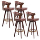 Modern Armless Backrest Counter Stool Wood Milk Tea Shop Bar Stool with Pedal and Cushion Brown 4 Piece Set Clearhalo 'Bar Furniture' 'Bar Stools' 'bar_stools' 'furn' 'furn_bar_stools' 'furniture_bar_stools' 'Kitchen & Dining Furniture' 'kitchen&dining_furn' 'kitchen' 'kitchen_furn' Furniture' 4482351