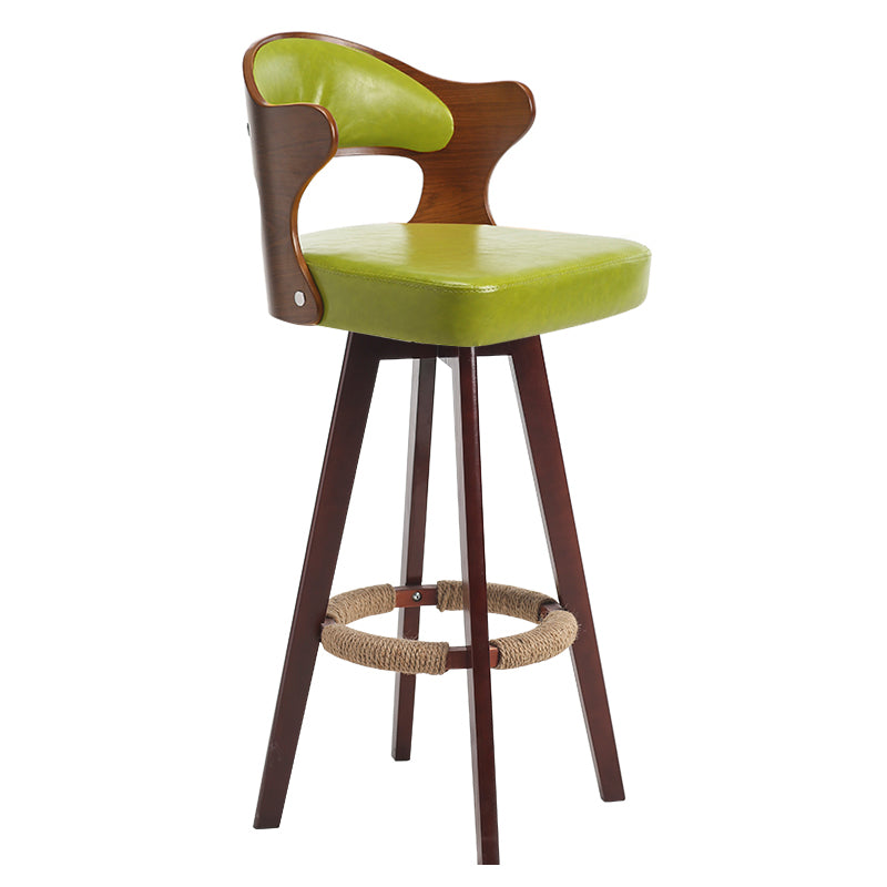Modern Armless Backrest Counter Stool Wood Milk Tea Shop Bar Stool with Pedal and Cushion Green 1 Piece Clearhalo 'Bar Furniture' 'Bar Stools' 'bar_stools' 'furn' 'furn_bar_stools' 'furniture_bar_stools' 'Kitchen & Dining Furniture' 'kitchen&dining_furn' 'kitchen' 'kitchen_furn' Furniture' 4482353