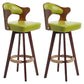 Modern Armless Backrest Counter Stool Wood Milk Tea Shop Bar Stool with Pedal and Cushion Green 2 Piece Set Clearhalo 'Bar Furniture' 'Bar Stools' 'bar_stools' 'furn' 'furn_bar_stools' 'furniture_bar_stools' 'Kitchen & Dining Furniture' 'kitchen&dining_furn' 'kitchen' 'kitchen_furn' Furniture' 4482354