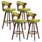 Modern Armless Backrest Counter Stool Wood Milk Tea Shop Bar Stool with Pedal and Cushion Green 4 Piece Set Clearhalo 'Bar Furniture' 'Bar Stools' 'bar_stools' 'furn' 'furn_bar_stools' 'furniture_bar_stools' 'Kitchen & Dining Furniture' 'kitchen&dining_furn' 'kitchen' 'kitchen_furn' Furniture' 4482355