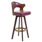 Modern Armless Backrest Counter Stool Wood Milk Tea Shop Bar Stool with Pedal and Cushion Purple 1 Piece Clearhalo 'Bar Furniture' 'Bar Stools' 'bar_stools' 'furn' 'furn_bar_stools' 'furniture_bar_stools' 'Kitchen & Dining Furniture' 'kitchen&dining_furn' 'kitchen' 'kitchen_furn' Furniture' 4482356