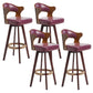 Modern Armless Backrest Counter Stool Wood Milk Tea Shop Bar Stool with Pedal and Cushion Purple 4 Piece Set Clearhalo 'Bar Furniture' 'Bar Stools' 'bar_stools' 'furn' 'furn_bar_stools' 'furniture_bar_stools' 'Kitchen & Dining Furniture' 'kitchen&dining_furn' 'kitchen' 'kitchen_furn' Furniture' 4482358