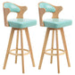 Modern Armless Backrest Counter Stool Wood Milk Tea Shop Bar Stool with Pedal and Cushion Light Green 2 Piece Set Clearhalo 'Bar Furniture' 'Bar Stools' 'bar_stools' 'furn' 'furn_bar_stools' 'furniture_bar_stools' 'Kitchen & Dining Furniture' 'kitchen&dining_furn' 'kitchen' 'kitchen_furn' Furniture' 4482360