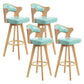 Modern Armless Backrest Counter Stool Wood Milk Tea Shop Bar Stool with Pedal and Cushion Light Green 4 Piece Set Clearhalo 'Bar Furniture' 'Bar Stools' 'bar_stools' 'furn' 'furn_bar_stools' 'furniture_bar_stools' 'Kitchen & Dining Furniture' 'kitchen&dining_furn' 'kitchen' 'kitchen_furn' Furniture' 4482361