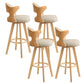 Modern Armless Backrest Counter Stool Wood Milk Tea Shop Bar Stool with Pedal and Cushion Khaki 4 Piece Set Clearhalo 'Bar Furniture' 'Bar Stools' 'bar_stools' 'furn' 'furn_bar_stools' 'furniture_bar_stools' 'Kitchen & Dining Furniture' 'kitchen&dining_furn' 'kitchen' 'kitchen_furn' Furniture' 4482364
