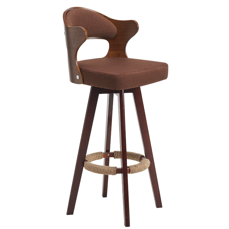Modern Armless Backrest Counter Stool Wood Milk Tea Shop Bar Stool with Pedal and Cushion Coffee 1 Piece Clearhalo 'Bar Furniture' 'Bar Stools' 'bar_stools' 'furn' 'furn_bar_stools' 'furniture_bar_stools' 'Kitchen & Dining Furniture' 'kitchen&dining_furn' 'kitchen' 'kitchen_furn' Furniture' 4482368