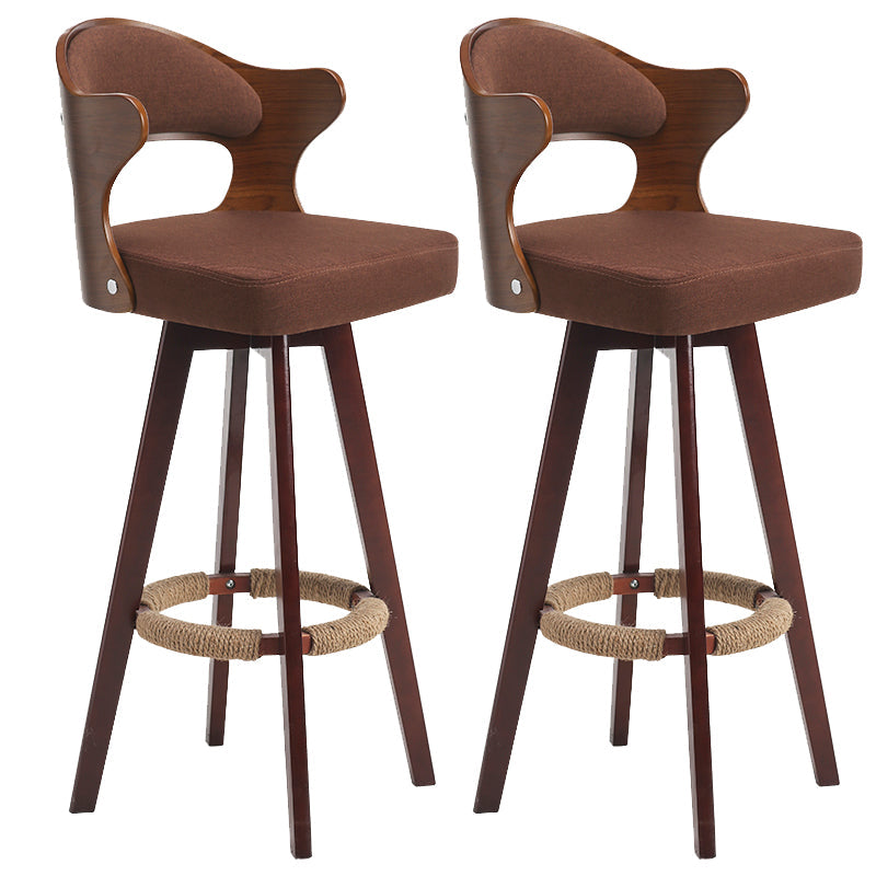 Modern Armless Backrest Counter Stool Wood Milk Tea Shop Bar Stool with Pedal and Cushion Coffee 2 Piece Set Clearhalo 'Bar Furniture' 'Bar Stools' 'bar_stools' 'furn' 'furn_bar_stools' 'furniture_bar_stools' 'Kitchen & Dining Furniture' 'kitchen&dining_furn' 'kitchen' 'kitchen_furn' Furniture' 4482369