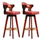 Modern Armless Backrest Counter Stool Wood Milk Tea Shop Bar Stool with Pedal and Cushion Burgundy 2 Piece Set Clearhalo 'Bar Furniture' 'Bar Stools' 'bar_stools' 'furn' 'furn_bar_stools' 'furniture_bar_stools' 'Kitchen & Dining Furniture' 'kitchen&dining_furn' 'kitchen' 'kitchen_furn' Furniture' 4482372