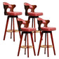 Modern Armless Backrest Counter Stool Wood Milk Tea Shop Bar Stool with Pedal and Cushion Burgundy 4 Piece Set Clearhalo 'Bar Furniture' 'Bar Stools' 'bar_stools' 'furn' 'furn_bar_stools' 'furniture_bar_stools' 'Kitchen & Dining Furniture' 'kitchen&dining_furn' 'kitchen' 'kitchen_furn' Furniture' 4482373