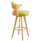 Modern Armless Backrest Counter Stool Wood Milk Tea Shop Bar Stool with Pedal and Cushion Fluorescent Green 1 Piece Clearhalo 'Bar Furniture' 'Bar Stools' 'bar_stools' 'furn' 'furn_bar_stools' 'furniture_bar_stools' 'Kitchen & Dining Furniture' 'kitchen&dining_furn' 'kitchen' 'kitchen_furn' Furniture' 4482374