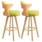 Modern Armless Backrest Counter Stool Wood Milk Tea Shop Bar Stool with Pedal and Cushion Fluorescent Green 2 Piece Set Clearhalo 'Bar Furniture' 'Bar Stools' 'bar_stools' 'furn' 'furn_bar_stools' 'furniture_bar_stools' 'Kitchen & Dining Furniture' 'kitchen&dining_furn' 'kitchen' 'kitchen_furn' Furniture' 4482375