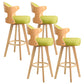 Modern Armless Backrest Counter Stool Wood Milk Tea Shop Bar Stool with Pedal and Cushion Fluorescent Green 4 Piece Set Clearhalo 'Bar Furniture' 'Bar Stools' 'bar_stools' 'furn' 'furn_bar_stools' 'furniture_bar_stools' 'Kitchen & Dining Furniture' 'kitchen&dining_furn' 'kitchen' 'kitchen_furn' Furniture' 4482376