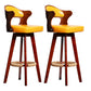 Modern Armless Backrest Counter Stool Wood Milk Tea Shop Bar Stool with Pedal and Cushion Fluorescent Yellow 2 Piece Set Clearhalo 'Bar Furniture' 'Bar Stools' 'bar_stools' 'furn' 'furn_bar_stools' 'furniture_bar_stools' 'Kitchen & Dining Furniture' 'kitchen&dining_furn' 'kitchen' 'kitchen_furn' Furniture' 4482378