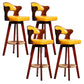 Modern Armless Backrest Counter Stool Wood Milk Tea Shop Bar Stool with Pedal and Cushion Fluorescent Yellow 4 Piece Set Clearhalo 'Bar Furniture' 'Bar Stools' 'bar_stools' 'furn' 'furn_bar_stools' 'furniture_bar_stools' 'Kitchen & Dining Furniture' 'kitchen&dining_furn' 'kitchen' 'kitchen_furn' Furniture' 4482379