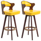 Modern Armless Backrest Counter Stool Wood Milk Tea Shop Bar Stool with Pedal and Cushion Yellow 2 Piece Set Clearhalo 'Bar Furniture' 'Bar Stools' 'bar_stools' 'furn' 'furn_bar_stools' 'furniture_bar_stools' 'Kitchen & Dining Furniture' 'kitchen&dining_furn' 'kitchen' 'kitchen_furn' Furniture' 4482381