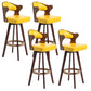 Modern Armless Backrest Counter Stool Wood Milk Tea Shop Bar Stool with Pedal and Cushion Yellow 4 Piece Set Clearhalo 'Bar Furniture' 'Bar Stools' 'bar_stools' 'furn' 'furn_bar_stools' 'furniture_bar_stools' 'Kitchen & Dining Furniture' 'kitchen&dining_furn' 'kitchen' 'kitchen_furn' Furniture' 4482382