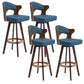 Modern Armless Backrest Counter Stool Wood Milk Tea Shop Bar Stool with Pedal and Cushion Dark Blue 4 Piece Set Clearhalo 'Bar Furniture' 'Bar Stools' 'bar_stools' 'furn' 'furn_bar_stools' 'furniture_bar_stools' 'Kitchen & Dining Furniture' 'kitchen&dining_furn' 'kitchen' 'kitchen_furn' Furniture' 4482385