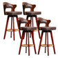 Modern Armless Backrest Counter Stool Wood Milk Tea Shop Bar Stool with Pedal and Cushion Dark Brown 4 Piece Set Clearhalo 'Bar Furniture' 'Bar Stools' 'bar_stools' 'furn' 'furn_bar_stools' 'furniture_bar_stools' 'Kitchen & Dining Furniture' 'kitchen&dining_furn' 'kitchen' 'kitchen_furn' Furniture' 4482388