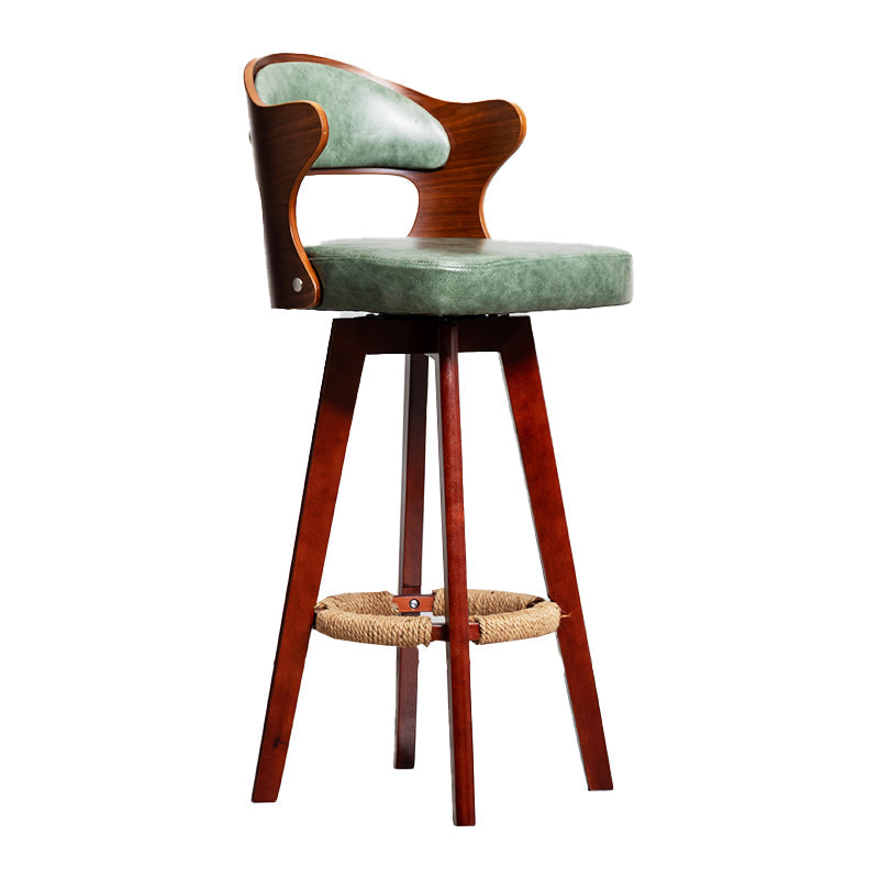 Modern Armless Backrest Counter Stool Wood Milk Tea Shop Bar Stool with Pedal and Cushion Blackish Green 1 Piece Clearhalo 'Bar Furniture' 'Bar Stools' 'bar_stools' 'furn' 'furn_bar_stools' 'furniture_bar_stools' 'Kitchen & Dining Furniture' 'kitchen&dining_furn' 'kitchen' 'kitchen_furn' Furniture' 4482389
