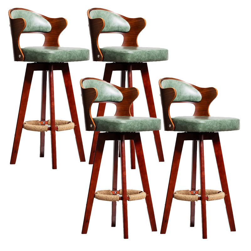 Modern Armless Backrest Counter Stool Wood Milk Tea Shop Bar Stool with Pedal and Cushion Blackish Green 4 Piece Set Clearhalo 'Bar Furniture' 'Bar Stools' 'bar_stools' 'furn' 'furn_bar_stools' 'furniture_bar_stools' 'Kitchen & Dining Furniture' 'kitchen&dining_furn' 'kitchen' 'kitchen_furn' Furniture' 4482391
