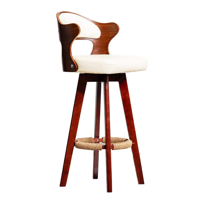 Modern Armless Backrest Counter Stool Wood Milk Tea Shop Bar Stool with Pedal and Cushion Off-White 1 Piece Clearhalo 'Bar Furniture' 'Bar Stools' 'bar_stools' 'furn' 'furn_bar_stools' 'furniture_bar_stools' 'Kitchen & Dining Furniture' 'kitchen&dining_furn' 'kitchen' 'kitchen_furn' Furniture' 4482392