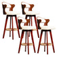 Modern Armless Backrest Counter Stool Wood Milk Tea Shop Bar Stool with Pedal and Cushion Off-White 4 Piece Set Clearhalo 'Bar Furniture' 'Bar Stools' 'bar_stools' 'furn' 'furn_bar_stools' 'furniture_bar_stools' 'Kitchen & Dining Furniture' 'kitchen&dining_furn' 'kitchen' 'kitchen_furn' Furniture' 4482394