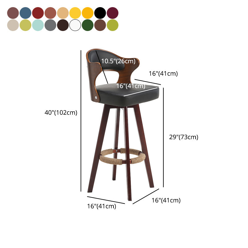 Modern Armless Backrest Counter Stool Wood Milk Tea Shop Bar Stool with Pedal and Cushion Clearhalo 'Bar Furniture' 'Bar Stools' 'bar_stools' 'furn' 'furn_bar_stools' 'furniture_bar_stools' 'Kitchen & Dining Furniture' 'kitchen&dining_furn' 'kitchen' 'kitchen_furn' Furniture' 4482395